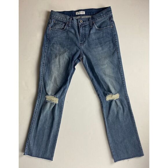 James Jeans Ankle Ciggy Mid-Rise Raw Hem Medium Wash Factory Distressed -Size 30 - Picture 1 of 8